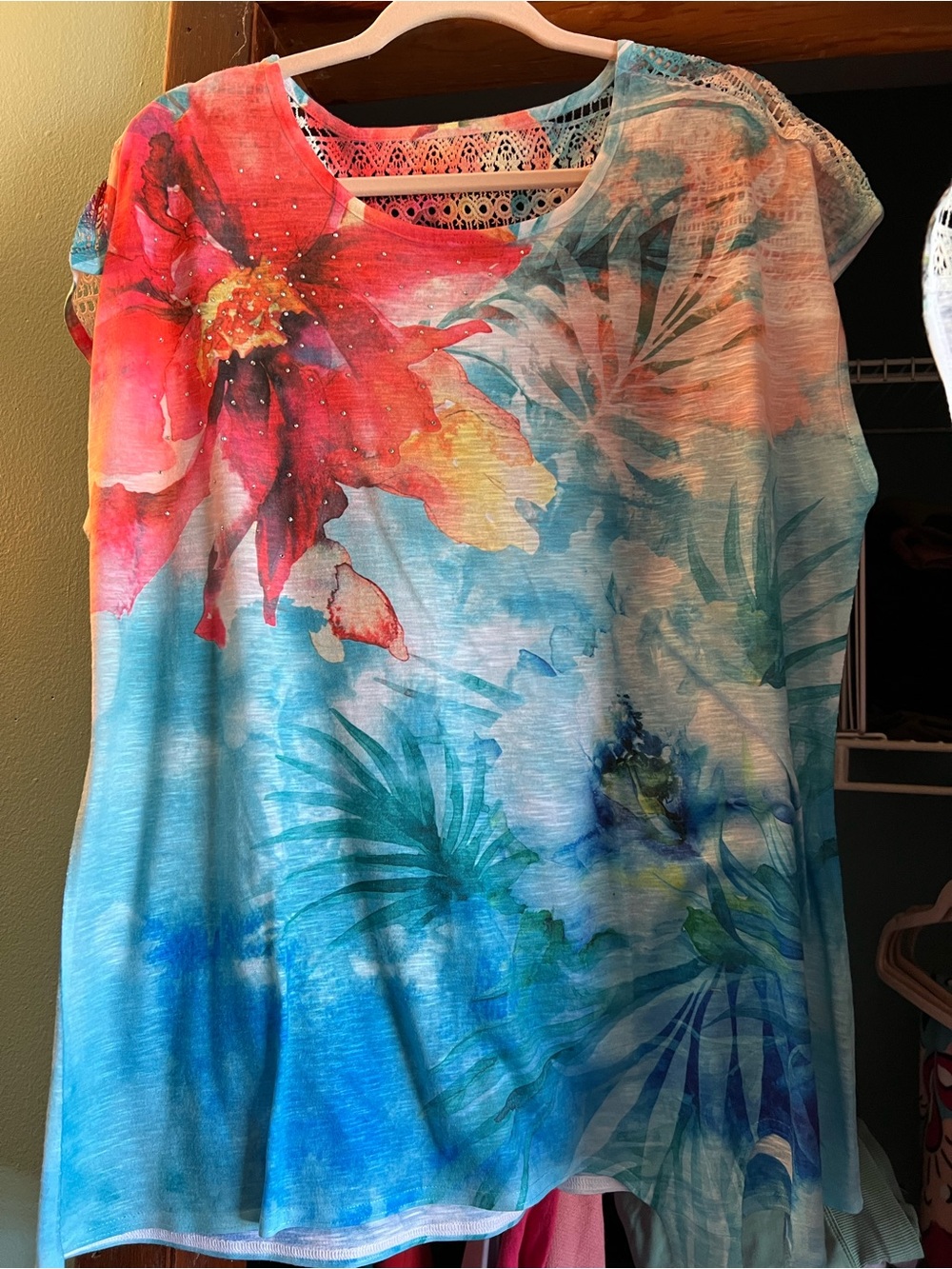 Time and Tru Floral Summer Women’s Sleeveless Top XL 16-18